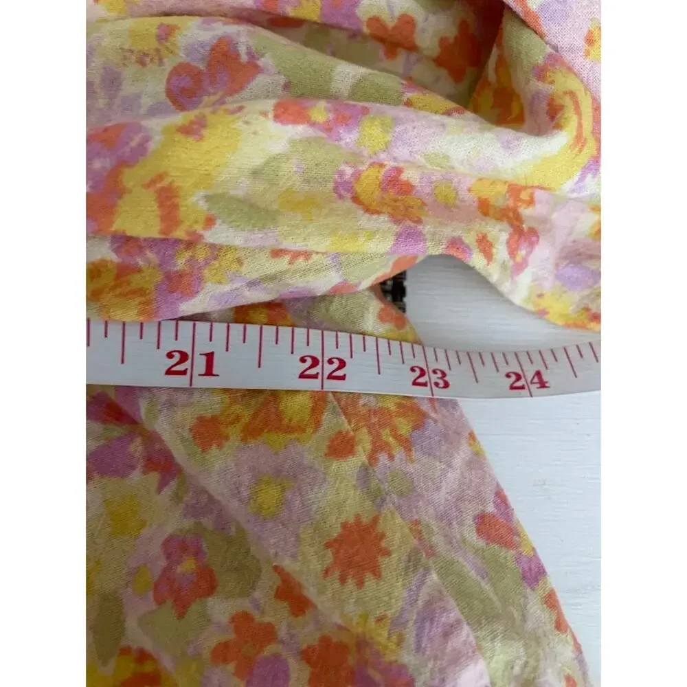 Free People Pastel Floral Off-Shoulder Button Front Top